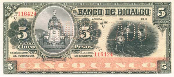 Mexico - 5 Pesos - P-S305d - 1902-1914 dated Foreign Paper Money